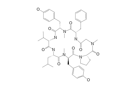 CORDYHEPTAPEPTIDE_D;CYCLO-(-N-ME-L-TYR-(1)-L-PHE-N-ME-GLY-L-PRO-N-ME-D-TYR-(2)-L-LEU-L-VAL-)