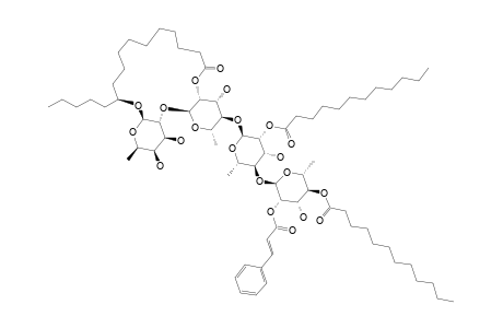 IPOMOTAOSIDE_B;(S)-JALAPINOLIC_ACID-11-O-(2-O-TRANS-CINNAMOYL)-[(4-O-N-DODECANOYL)]-ALPHA-L-RHAMNOPYRANOSYL-(1->4)-O-(2-O-DODECANOYL)-