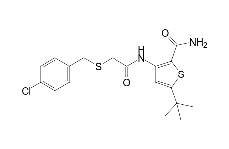 5-tert-butyl-3-{2-[(p-chlorobenzyl)thio]acetamido}-2-thiophenecarboxamide