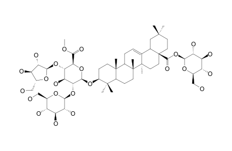 TARASAPONIN-IV;3-O-BETA-[GLUCOPYRANOSYL-(1->2)-[ARABINOFURANOSYL-(1->4)]-(6-O-METHYL)-GLUCURONOPYRANOSYL]-OLEANOLIC-ACID-28-O-GLUCOPYRANOSYLESTER