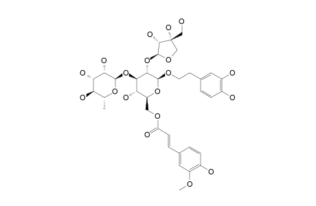 NEWBOULDIOSIDE;2-(3,4-DIHYDROXYPHENYL)-ETHYL-O-BETA-D-APIOFURANOSYL-(1->2)-O-ALPHA-L-RHAMNOPYRANOSYL-(1->3)-6-O-E-FERULOYL-BETA-D-GLUCOPYRANOSIDE