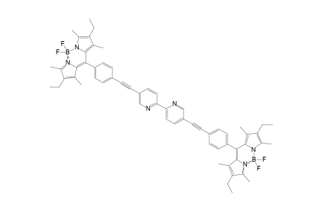 #9;5,5'-BIS-[ETHYNYLPHENYL-4''-[4''',4'''-DIFLUORO-8'''-(1''',3''',5''',7'''-TETRAMETHYL-2''',6'''-DIETHYL-4'''-BORA-3'''A,4'''A-DIAZA-S-INDACENE)]]-2,2'-BIPYRIDINE