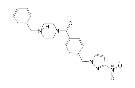 1-benzyl-4-{4-[(3-nitro-1H-pyrazol-1-yl)methyl]benzoyl}piperazin-1-ium