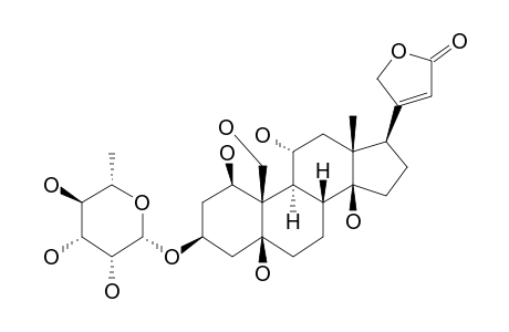 3-[(6-DESOXY-ALPHA-MANNOPYRANOSYL)-OXY]-1,5,11-ALPHA,14,19-PENTAHYDROXY-CARD-20(22)-ENOLIDE,OUABAIN