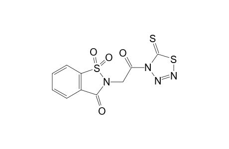 1,1-bis(oxidanylidene)-2-[2-oxidanylidene-2-(5-sulfanylidene-1,2,3,4-thiatriazol-4-yl)ethyl]-1,2-benzothiazol-3-one