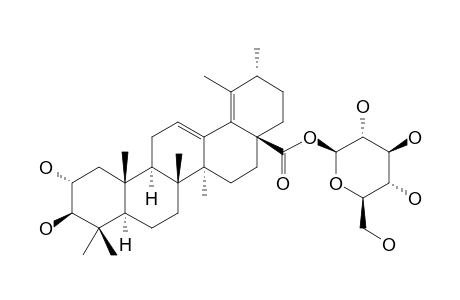 RUBUSIDE_A;2-ALPHA,3-BETA-DIHYDROXY-URS-12,18-DIEN-28_OIC_ACID28-O-BETA-D-GLUCOPYRANOSIDE