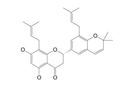 MAACKIAFLAVANONE-B;5,7-DIHYDROXY-3',8-DI-(3-METHYLBUT-2-ENYL)-2'',2''-DIMETHYLPYRANO-[5'',6'':5',4']-FLAVANONE