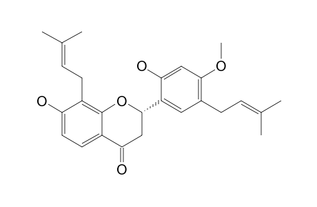 EUCHRENONE_A8;[2-S]-7,2'-DIHYDROXY-8,5'-DI-(GAMMA,GAMMA.DIMETHYLALLYL)-4'-METHOXYFLAVANONE