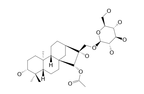 TRICALYSIOSIDE-R;15-O-ACETYL-ENT-3-BETA,15-BETA,16-BETA,17-TETRAHYDROXY-KAURANE-17-O-BETA-D-GLUCOPYRANOSIDE