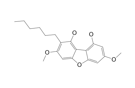 1,9-DIHYDROXY-3,7-DIMETHOXY-2-HEXYLDIBENZOFURAN