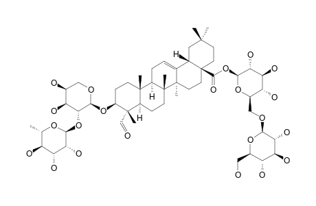 #1;NIGELLOSIDE-A;3-O-ALPHA-L-RHAMNOPYRANOSYL-(1->2)-ALPHA-L-ARABINOPYRANOSYL-GIPSOGENIN-28-BETA-D-GLUCOPYRANOSYL-(1->6)-BETA-D-GLUCOPYRANOSYLESTER