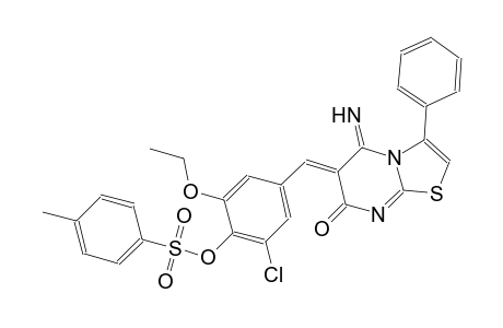 2-chloro-6-ethoxy-4-[(Z)-(5-imino-7-oxo-3-phenyl-5H-[1,3]thiazolo[3,2-a]pyrimidin-6(7H)-ylidene)methyl]phenyl 4-methylbenzenesulfonate