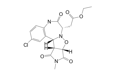 2-CHLORO-7-ETHOXYCARBONYLMETHYL-9A,10,11,12,12A,12B-HEXAHYDRO-11-METHYL-7H,10,12-DIOXOPYRROLO-[3',4':4,5]-ISOXAZOLO-[2,3-D]-[1,4]-BENZODIAZEPIN-