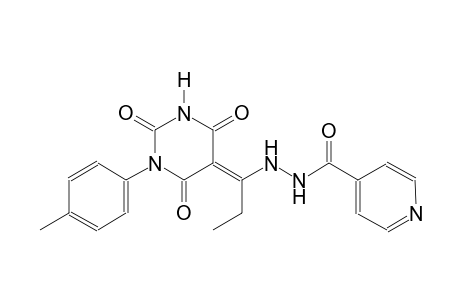 N'-[(1E)-1-(1-(4-methylphenyl)-2,4,6-trioxotetrahydro-5(2H)-pyrimidinylidene)propyl]isonicotinohydrazide