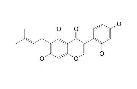 7-O-METHYLLUTEOLIN;5,2',4'-TRIHYDROXY-7-METHOXY-6-(3-METHYLBUT-2-ENYL)-ISOFLAVONE