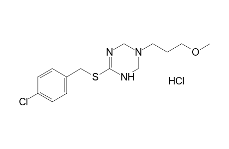 6-[(p-chlorobenzyl)thio]-3-(3-methoxypropyl)-1,2,3,4-tetrahydro-s-triazine, monohydrochloride