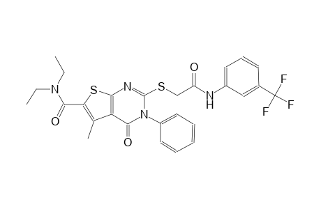 N,N-diethyl-5-methyl-4-oxo-2-({2-oxo-2-[3-(trifluoromethyl)anilino]ethyl}sulfanyl)-3-phenyl-3,4-dihydrothieno[2,3-d]pyrimidine-6-carboxamide