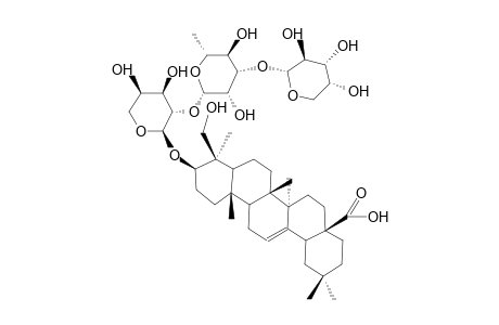 HEDERAGENIN-3-O-[ALPHA-L-ARABINOPYRANOSYL-(1->3)-ALPHA-L-RHAMNOPYRANOSYL-(1->2)-ALPHA-L-ARABINOPYRANOSIDE]