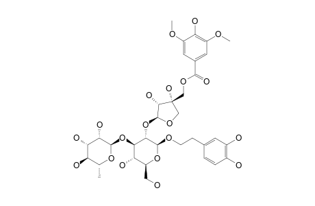 #6;NEWBOULDIOSIDE-A;BETA-(3,4-DIHYDROXYPHENYL)-ETHYL-5-O-SYRINGOYL-BETA-D-APIOFURANOSYLOXY-(1->2)-O-[ALPHA-L-RHAMNOPYRANOSYL-(1->3)]-BETA-D-GLUCOPYRANOSIDE