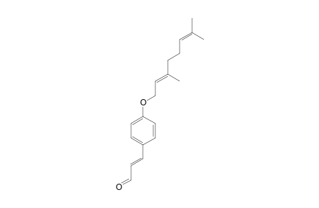 COLENEMAL;3-[4-(3,7-DIMETHYL-2,6-OCTADIENYLOXY)-PHENYL]-2-PROPENAL