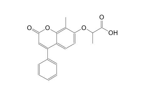 2-[(8-methyl-2-oxo-4-phenyl-2H-chromen-7-yl)oxy]propanoic acid