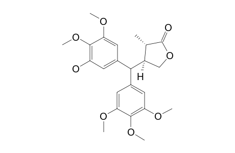 (2-S,3-S)-2-METHYL-3-[(3',4',5'-TRIMETHOXYPHENYL)-(3''-HYDROXY-4'',5''-DIMETHOXYPHENYL)-METHYL]-BUTYROLACTONE