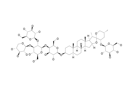 #5;SOLANIGROSIDE_F;23-O-BETA-D-GLUCOPYRANOSYL-(25R)-3-BETA,23-ALPHA-DIHYDROXY-5-ALPHA-SPIROSTAN-3-O-BETA-D-GLUCOPYRANOSYL-(1->2)-O-[BETA-D-XYLOPYRANOSYL-(1->3)