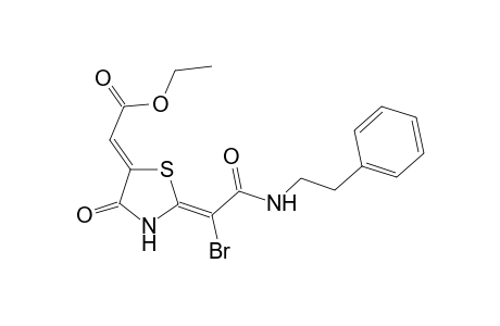 (2Z,5Z)-(5-Ethoxycarbonylmethylidene-4-oxothiazolidin-2-ylidene)-N-(2-phenylethyl)-2-nromoethanamide