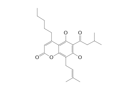 MAMMEA_C/AA;5,7-DIHYDROXY-8-(3-METHYLBUT-2-EN-1-YL)-6-(3-METHYLBUTANOYL)-4-PENTYL-2-H-CHROMEN-2-ONE