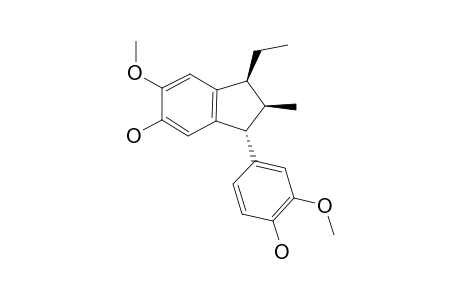 7,8'-(CIS)-7',8'-(TRANS)-2.7',7.8'-DI-ISOEUGENOL;5,1-BETA-ETHYL-2-BETA-METHYL-3-(4-HYDROXY-3-METHOXYPHENYL)-5-HYDROXY-6-METHOXY-INDANE