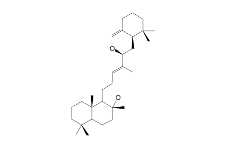 #3;(1R,2R,4AS,8AS,3'E,5'R,1''S)-(-)-1-[6'-(2'',2''-DIMETHYL-6''-METHYLENECYCLOHEXYL)-4'-METHYL-5'-HYDROXYHEX-3'-ENYL]-2,5,5,8A-TETRAMETHYLDECAHYDRONAPHTHALEN-2-OL