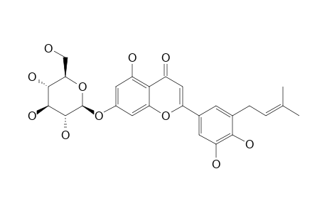 5,7,3',4'-TETRAHYDROXY-5'-C-PRENYLFLAVONE-7-O-BETA-D-GLUCOPYRANOSIDE