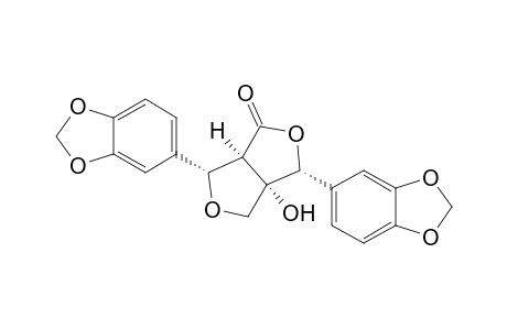 1H,3H-Furo[3,4-c]furan-1-one, 3,6-bis(1,3-benzodioxol-5-yl)tetrahydro-3a-hydroxy-, [3R-(3.alpha.,3a.alpha.,6.alpha.,6a.alpha.)]-