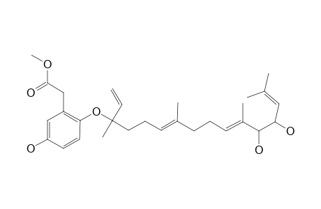 NAHOCOL-D1;METHYL-2-(O)-[12',13'-DIHYDROXY-3',7',11',15'-TETRAMETHYL-1',6'(E),10'(E),14'-HEXADECATETRAEN-3'-YL]-5-HYDROXYPHENYLACETATE