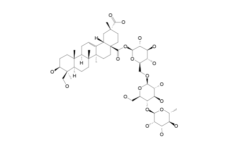 #1;ACANJAPOSIDE-D;3-BETA,23-DIHYDROXY-OLEAN-12-ENE-28,29-DIOIC-ACID-28-O-[ALPHA-L-RHAMNOPYRANOSYL-(1->4)-BETA-D-GLUCOPYRANOSYL-(1->6)]-BETA-D-GLUCOPYRANOSIDE