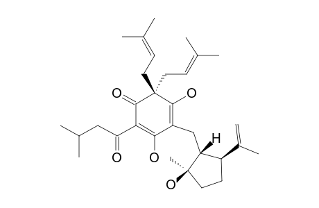 3,5-DIHYDROXY-4[[(1R*,2S*,5S*)-2-HYDROXY-2-METHYL-5(1-METHYLETHENYL)CYCLOPENTYL]METHYL)-2(3-METHYLBUTANOYL)-6,6-BIS(3-METHYLBUT-2-ENYL)CYCLOHEXA-2,4-DIEN-1-ONE