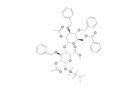 #32;METHYL-DIMETHYLTHEXYLSILYL-4-O-(2-ACETAMIDO-6-O-BENZOYL-3,4-DI-O-BENZYL-2-DEOXY-ALPHA-D-GLUCOPYRANOSYL)-2-O-ACETYL-3-O-BENZYL-BETA-L-IDOPYRANURONATE