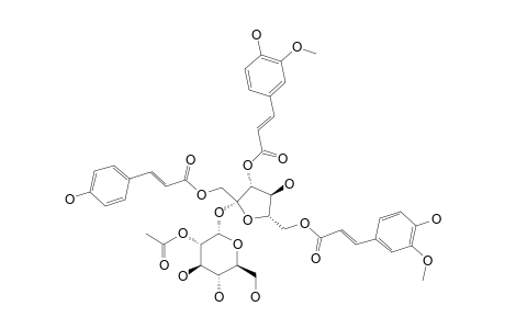 SMILASIDE-K;(1-O-PARA-COUMAROYL-3,6-O-DIFERULOYL)-BETA-D-FRUCTOFURANOSYL-(2->1)-(2-O-ACETYL)-ALPHA-D-GLUCOPYRANOSIDE