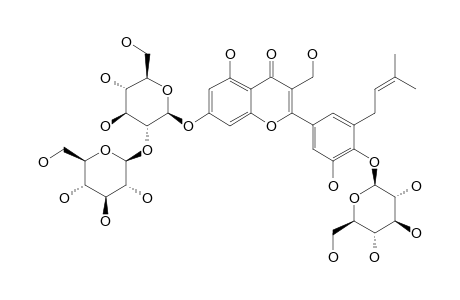 PEDUNCULOSIMOSIDE_A;5'-(3-METHYL-2-BUTEN-1-YL)-OPHIOGLONOL_7-O-BETA-D-GLUCOPYRANOSYL-(1->2)-BETA-D-GLUCOPYRANOSYL-4'