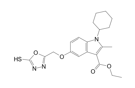 1-cyclohexyl-2-methyl-5-[(2-sulfanylidene-3H-1,3,4-oxadiazol-5-yl)methoxy]-3-indolecarboxylic acid ethyl ester