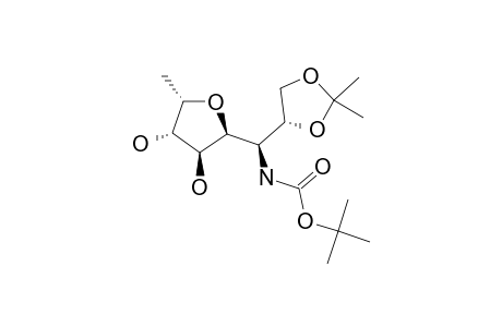 (2S,3R,4R,5S,1'R,2'S)-2-(1'-TERT.-BUTOXYCARBONYLAMINO-2',3'-O-ISOPROPYLIDENEDIOXYPROPYL)-3,4-DIHYDROXY-5-METHYLTETRAHYDROFURAN