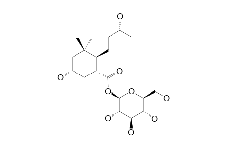 BRIDELIONOSIDE-E;BETA-D-GLUCOPYRANOSYL-3,9-DIHYDROXY-(3S,5R,6R,9R)-MEGASTIGMAN-13-OATE