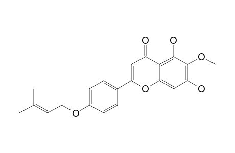 AMYRISIN_A;5,7-DIHYDROXY-6-METHOXY-2-(4-((3-METHYLBUT-2-EN-1-YL)-OXY)-PHENYL)-4-H-CHROMEN-4-ONE