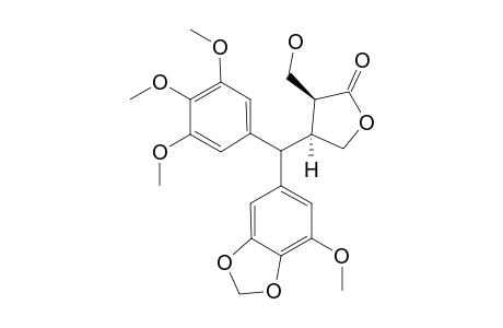 (-)-2,3-CIS-2-HYDROXYMETHYL-3-[(5'-METHOXY-3',4'METHYLENEDIOXYPHENYL)-(3'',4'',5''-TRIMETHOXYPHENYL)-METHYL]-BUTYROLACTONE