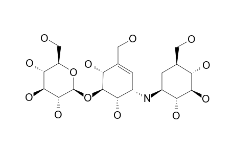 #7B;(1-R)-(1,3,5/2,4)-2,3,4-TRIHYDROXY-5-HYDROXYMETHYL-N-[(1-S)-(1,4,6/5)-5-O-(BETA-D-GLUCOPYRANOSYL)-3-HYDROXYMETHYL-4,6-DIHYDROXYCYCLOHEX-2-ENYL]-CYCLOHEXYLA