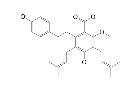 2-CARBOXY-3-METHOXY-4,6-DI-(3-METHYL-2-BUTENYL)-5,4'-DIHYDROXY-BIBENZYL