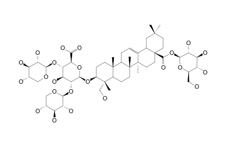 COPTEROSIDE-F;3-O-BETA-[XYLOPYRANOSYL-(1->2)-[XYLOPYRANOSYL-(1->4)]-GLUCURONOPYRANOSYL]-HEDERAGENIN-28-O-GLUCOPYRANOSYLESTER