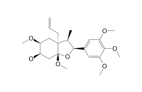 DYSODANTHIN-F;REL-(2R,3S,3AR,5R,6S,8S)-3A-ALLYL-5,8-DIMETHOXY-6-HYDROXY-2-(3',4',5'-TRIMETHOXY)-3-METHYL-2,3,3A,4,5,6,7,8-OCTAHYDROBENZOFURAN