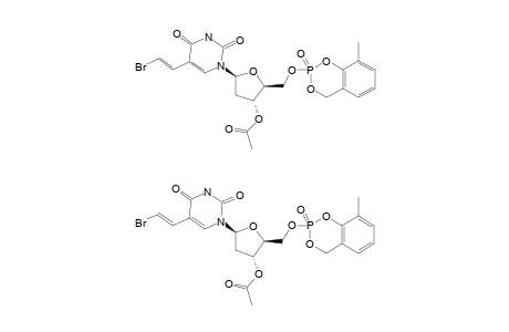 CYCLO-(3-METHYLSALIGENYL)-5'-O-(E)-5-(2-BROMOVINYL)-3'-O-ACETYL-2'-(DEOXYURIDINYL)-PHOSPHATE;3-ME-CYCLO-SAL-3'-O-AC-BVDUMP