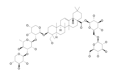 DECAISOSIDE-E;#5;3-O-BETA-D-XYLOPYRANOSYL-(1->3)-ALPHA-L-RHAMNOPYRANOSYL-(1->2)-ALPHA-L-ARABINOPYRANOSYL-HEDERAGENIN-28-O-BETA-D-GLUCOPYRANOSYL-(1->6)-BETA-D-G